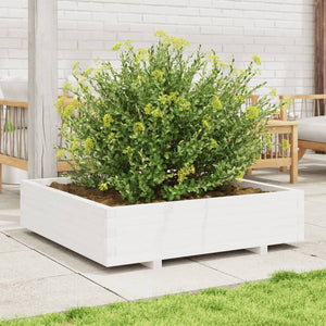 vidaXL Garden Planter White 100x100x26.5 cm Solid Wood Pine