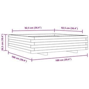 vidaXL Garden Planter White 100x100x26.5 cm Solid Wood Pine