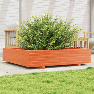 vidaXL Garden Planter Wax Brown 110x110x26.5 cm Solid Wood Pine