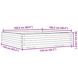 vidaXL Garden Planter Wax Brown 110x110x26.5 cm Solid Wood Pine