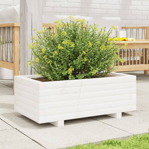 vidaXL Garden Planter White 70x40x26.5 cm Solid Wood Pine