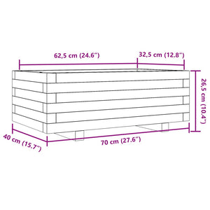 vidaXL Garden Planter White 70x40x26.5 cm Solid Wood Pine