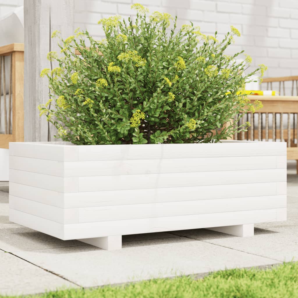 vidaXL Garden Planter White 70x40x26.5 cm Solid Wood Pine