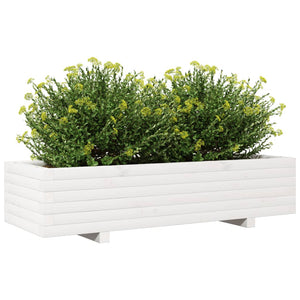 vidaXL Garden Planter White 110x40x26.5 cm Solid Wood Pine