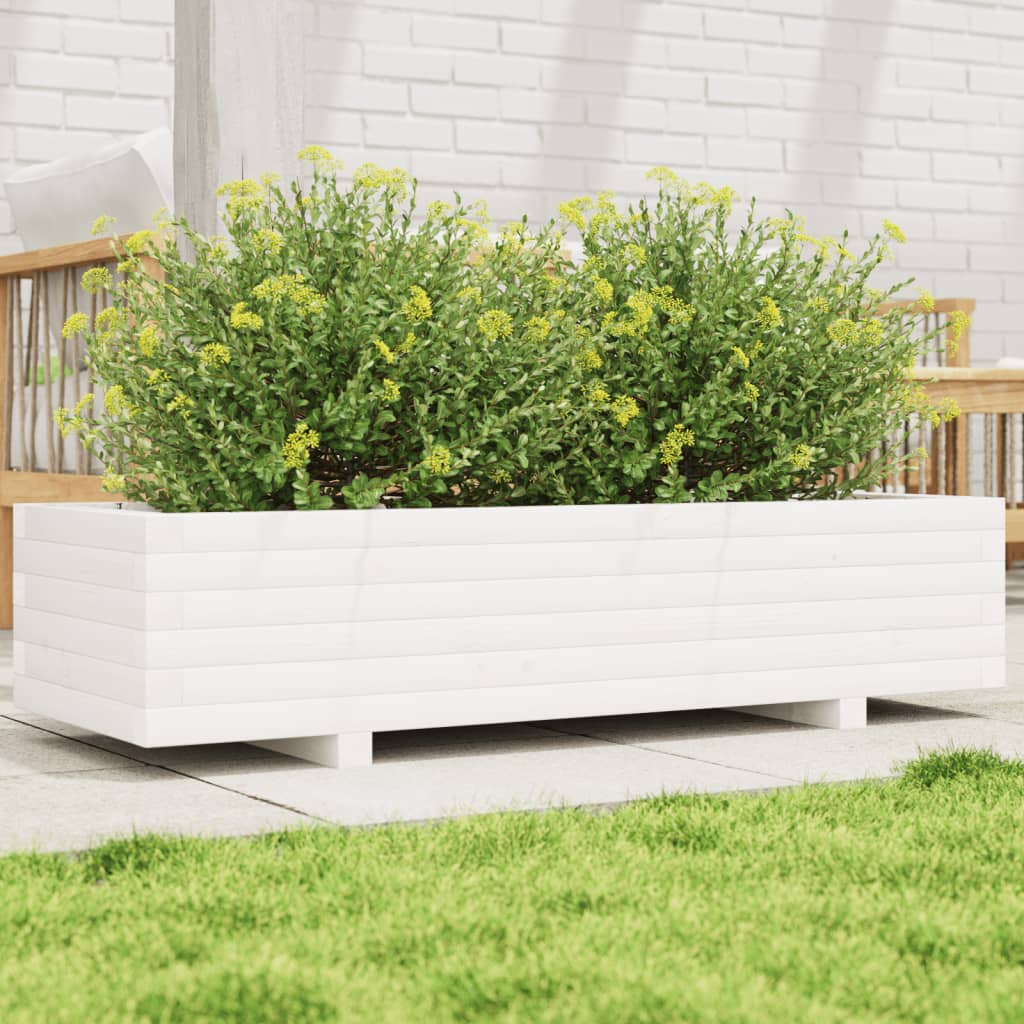 vidaXL Garden Planter White 110x40x26.5 cm Solid Wood Pine