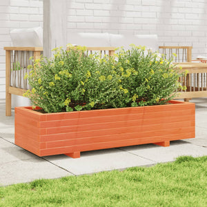 vidaXL Garden Planter Wax Brown 110x40x26.5 cm Solid Wood Pine