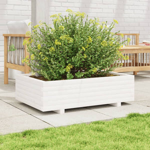 vidaXL Garden Planter White 90x60x26.5 cm Solid Wood Pine