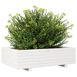 vidaXL Garden Planter White 90x60x26.5 cm Solid Wood Pine