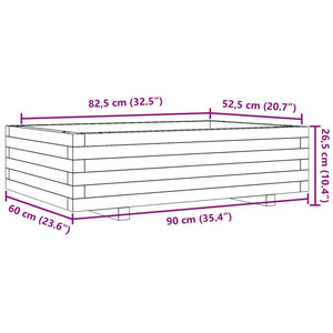 vidaXL Garden Planter White 90x60x26.5 cm Solid Wood Pine