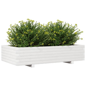 vidaXL Garden Planter White 110x60x26.5 cm Solid Wood Pine