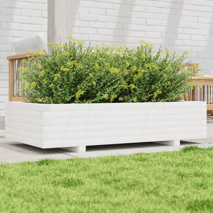 vidaXL Garden Planter White 110x60x26.5 cm Solid Wood Pine