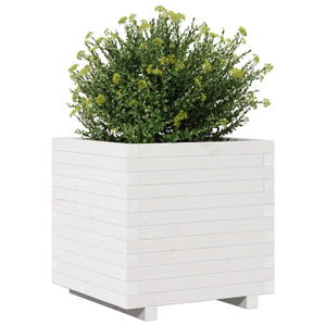 vidaXL Garden Planter White 50x50x49.5 cm Solid Wood Pine