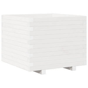 vidaXL Garden Planter White 60x60x49.5 cm Solid Wood Pine