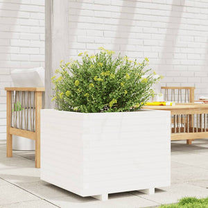 vidaXL Garden Planter White 60x60x49.5 cm Solid Wood Pine