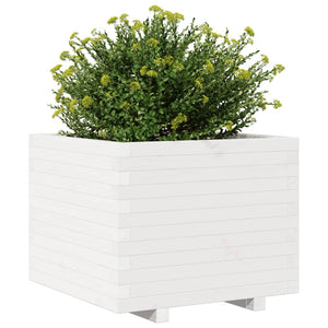 vidaXL Garden Planter White 60x60x49.5 cm Solid Wood Pine