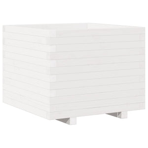 vidaXL Garden Planter White 60x60x49.5 cm Solid Wood Pine