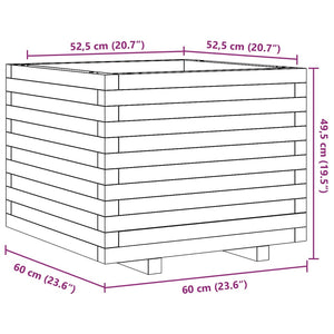 vidaXL Garden Planter White 60x60x49.5 cm Solid Wood Pine