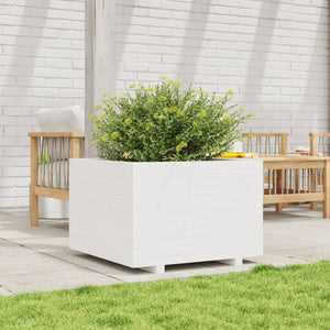 vidaXL Garden Planter White 70x70x49.5 cm Solid Wood Pine