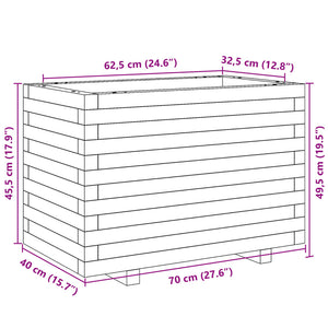 vidaXL Garden Planter Wax Brown 70x40x49.5 cm Solid Wood Pine