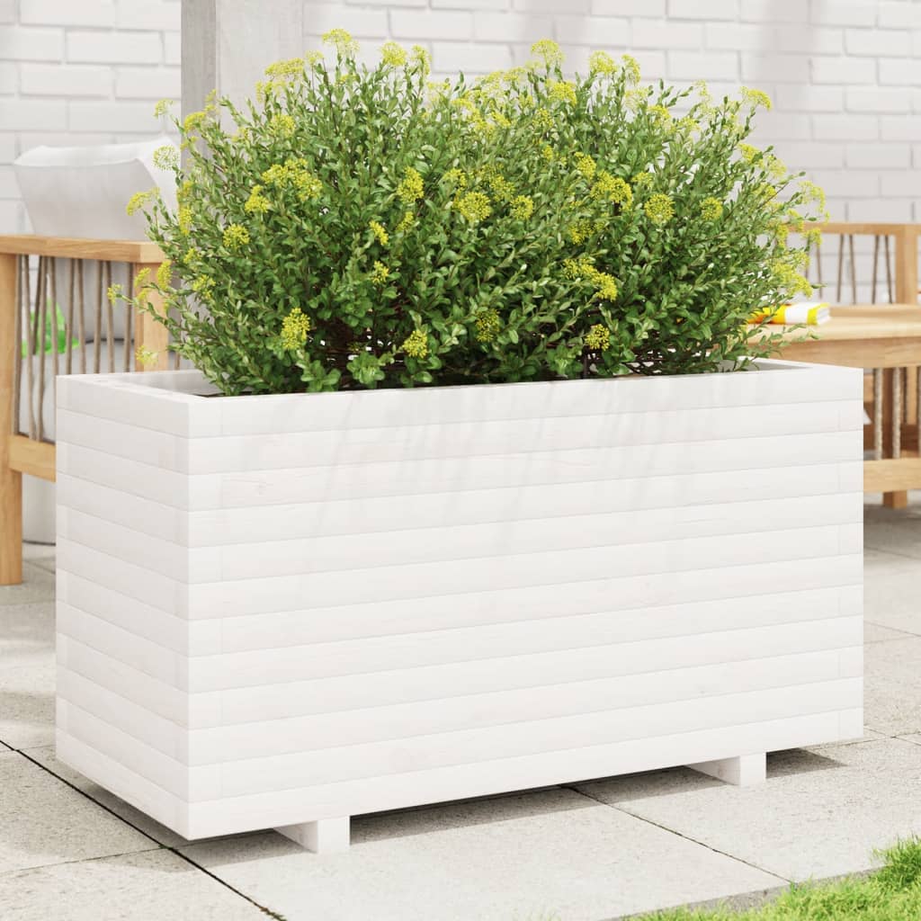 vidaXL Garden Planter White 90x40x49.5 cm Solid Wood Pine