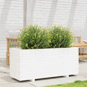 vidaXL Garden Planter White 110x40x49.5 cm Solid Wood Pine