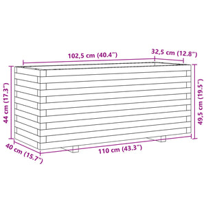 vidaXL Garden Planter White 110x40x49.5 cm Solid Wood Pine