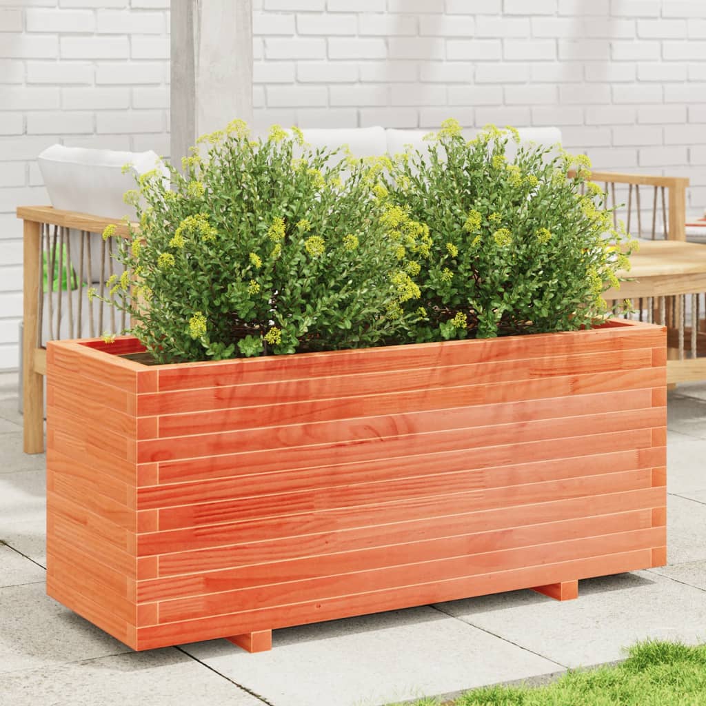 vidaXL Garden Planter Wax Brown 110x40x49.5 cm Solid Wood Pine