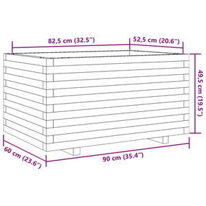 vidaXL Garden Planter White 90x60x49.5 cm Solid Wood Pine