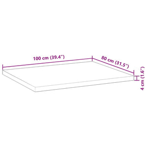 vidaXL Table Top Rectangular 100x80x4 cm Solid Wood Acacia