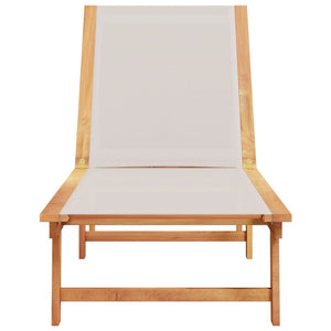 vidaXL Sun Lounger Grey Solid Wood Acacia and Textilene