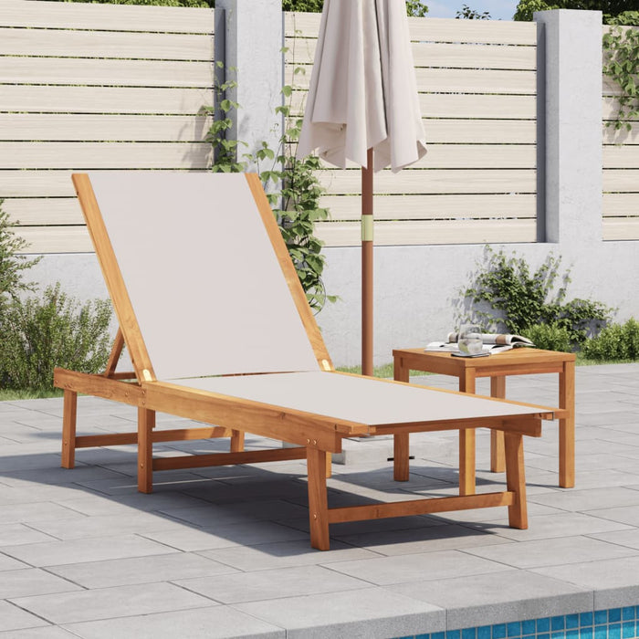 vidaXL Sun Lounger Grey Solid Wood Acacia and Textilene