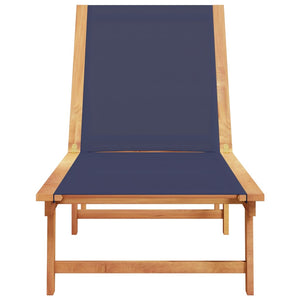 vidaXL Sun Lounger Blue Solid Wood Acacia and Textilene