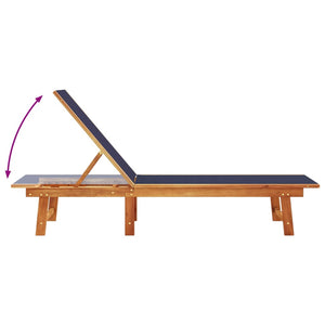 vidaXL Sun Lounger Blue Solid Wood Acacia and Textilene