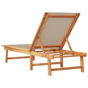 vidaXL Sun Lounger Taupe Solid Wood Acacia and Textilene