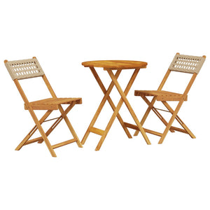 vidaXL 3 Piece Bistro Set Beige Poly Rattan and Solid Wood