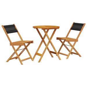 vidaXL 3 Piece Bistro Set Black Polypropylene and Solid Wood