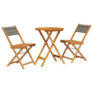 vidaXL 3 Piece Bistro Set Grey Polypropylene and Solid Wood