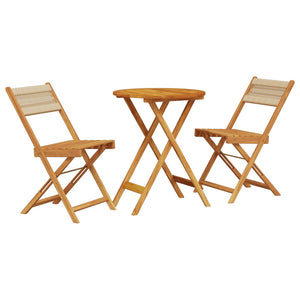 vidaXL 3 Piece Bistro Set Beige Polypropylene and Solid Wood