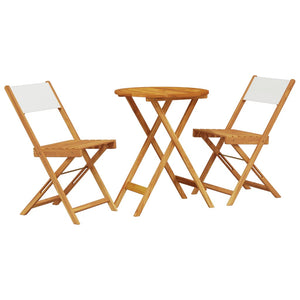 vidaXL 3 Piece Bistro Set Cream White Fabric and Solid Wood