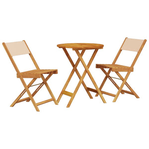 vidaXL 3 Piece Bistro Set Beige Fabric and Solid Wood