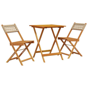 vidaXL 3 Piece Bistro Set Beige Poly Rattan and Solid Wood