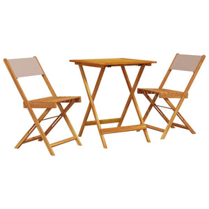 vidaXL 3 Piece Bistro Set Taupe Fabric and Solid Wood