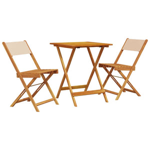 vidaXL 3 Piece Bistro Set Beige Fabric and Solid Wood