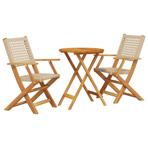 vidaXL 3 Piece Bistro Set Beige Poly Rattan and Solid Wood