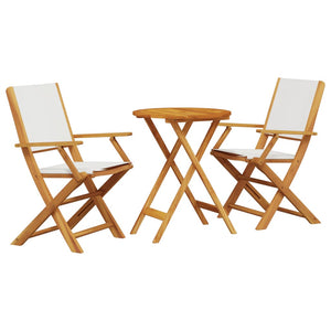 vidaXL 3 Piece Bistro Set Cream White Fabric and Solid Wood