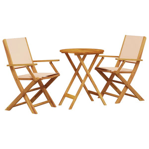 vidaXL 3 Piece Bistro Set Beige Fabric and Solid Wood