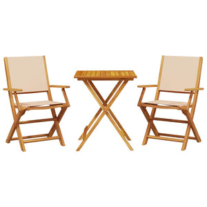 vidaXL 3 Piece Bistro Set Beige Fabric and Solid Wood