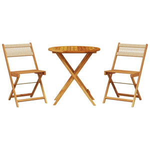 vidaXL 3 Piece Bistro Set Beige Polypropylene and Solid Wood