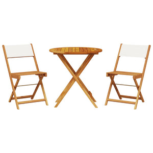 vidaXL 3 Piece Bistro Set Cream White Fabric and Solid Wood