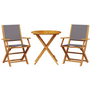 vidaXL 3 Piece Bistro Set Anthracite Fabric and Solid Wood